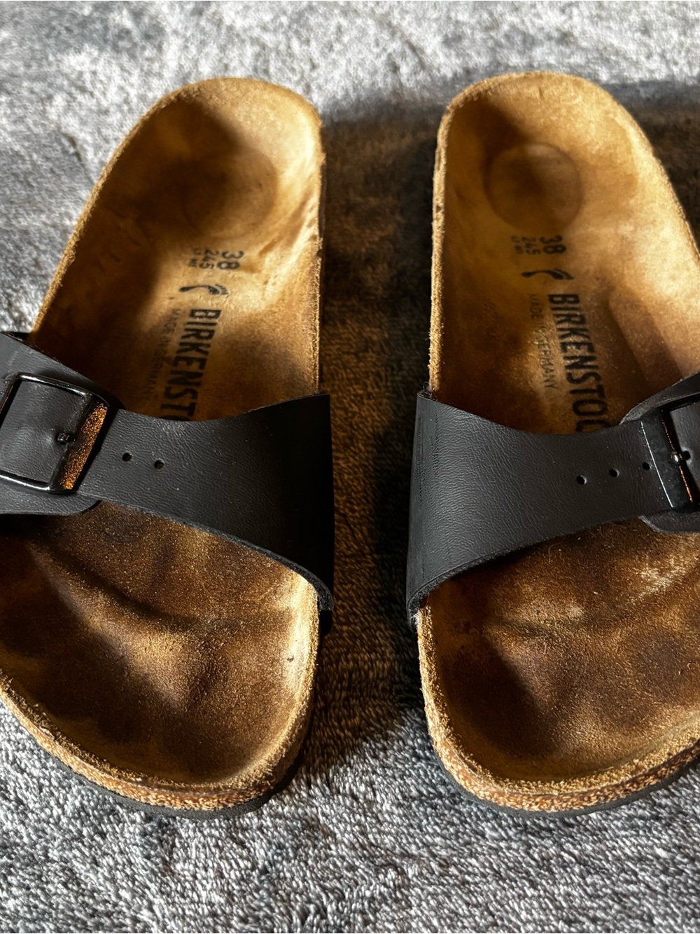 Birkenstock Madrid Black Slide Sandals Size 38 EU 7-7.5